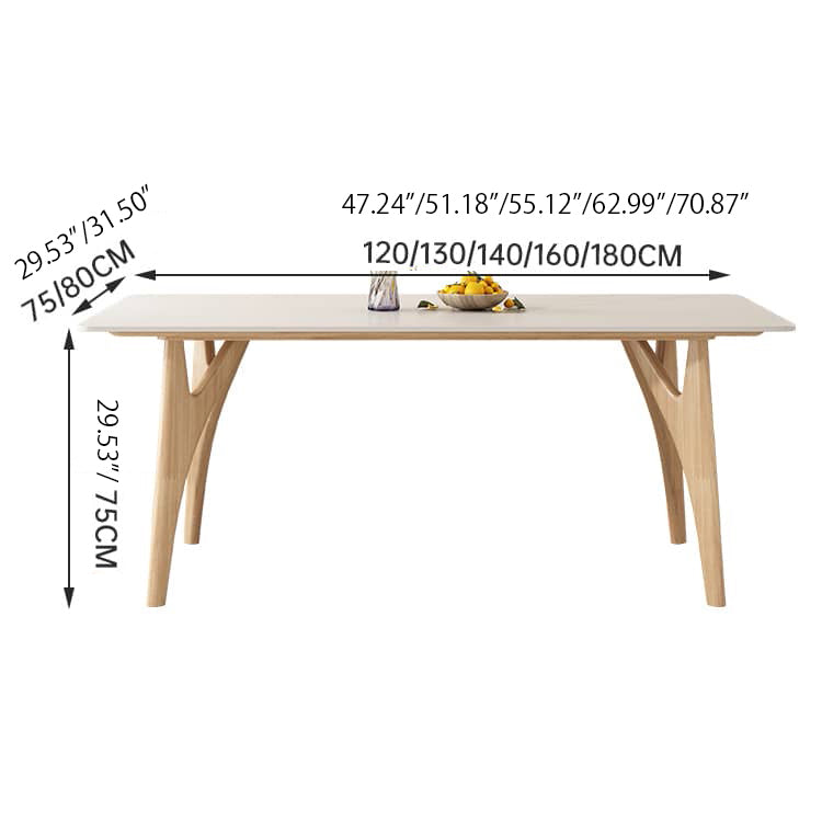 Stylish White and Gray Sintered Stone Table with Durable Rubber Wood Base ybn-388