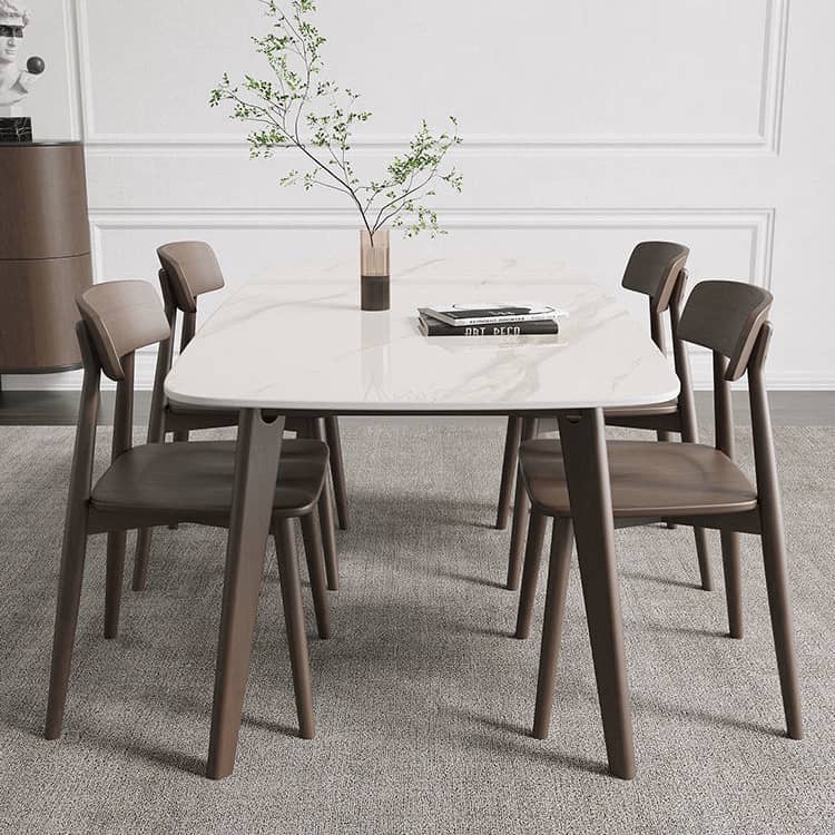 Sleek Gray Table with White Oak Legs & Durable Sintered Stone Top ybn-389