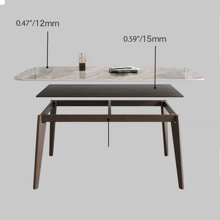 Sleek Gray Table with White Oak Legs & Durable Sintered Stone Top ybn-389