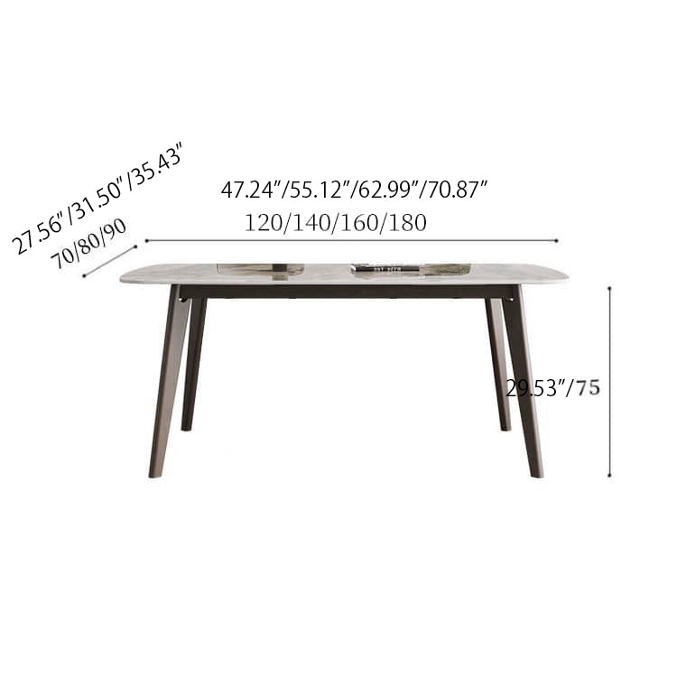 Sleek Gray Table with White Oak Legs & Durable Sintered Stone Top ybn-389