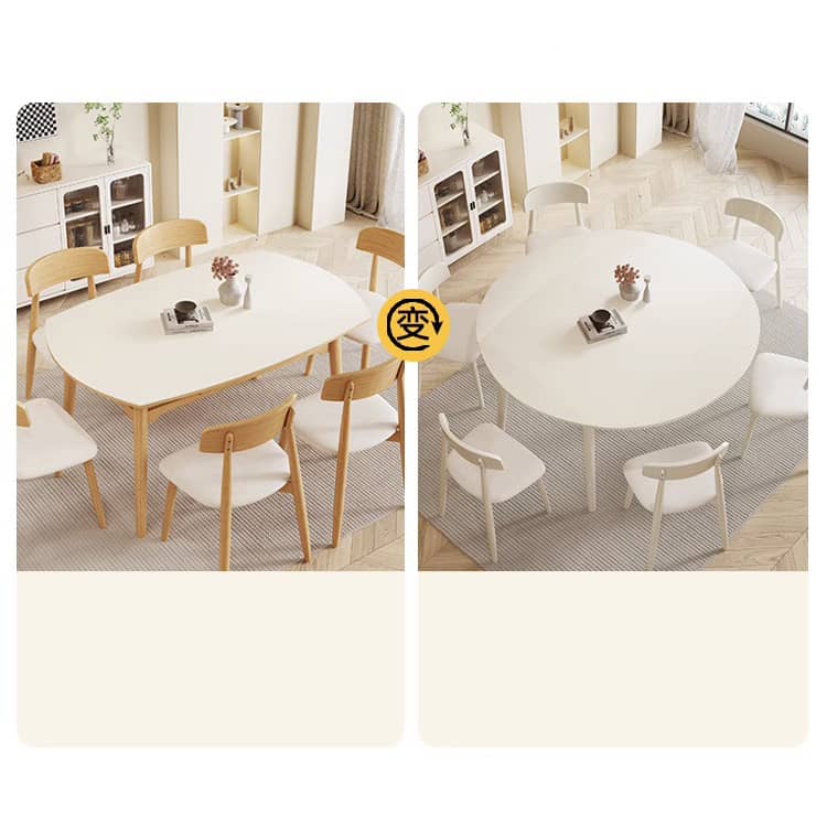 Elegant White Rubber Wood Dining Table with Durable Sintered Stone Top ybn-391