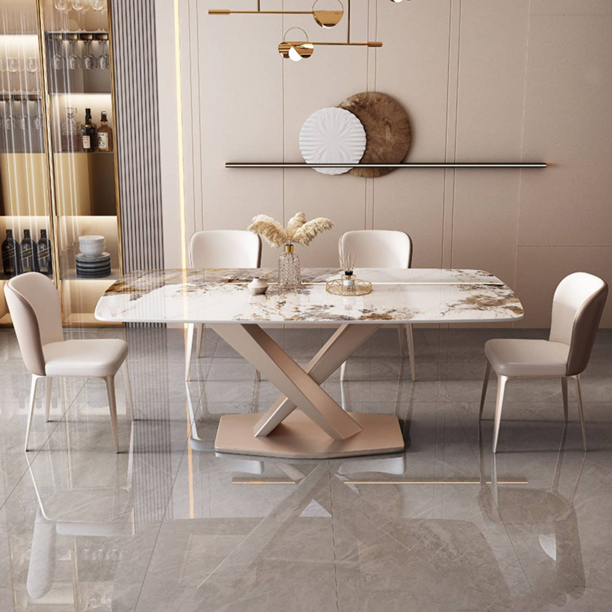 Elegant White Sintered Stone Table - Durable & Stylish Furniture ybn-393