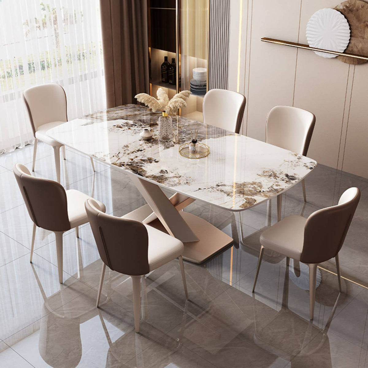 Elegant White Sintered Stone Table - Durable & Stylish Furniture ybn-393