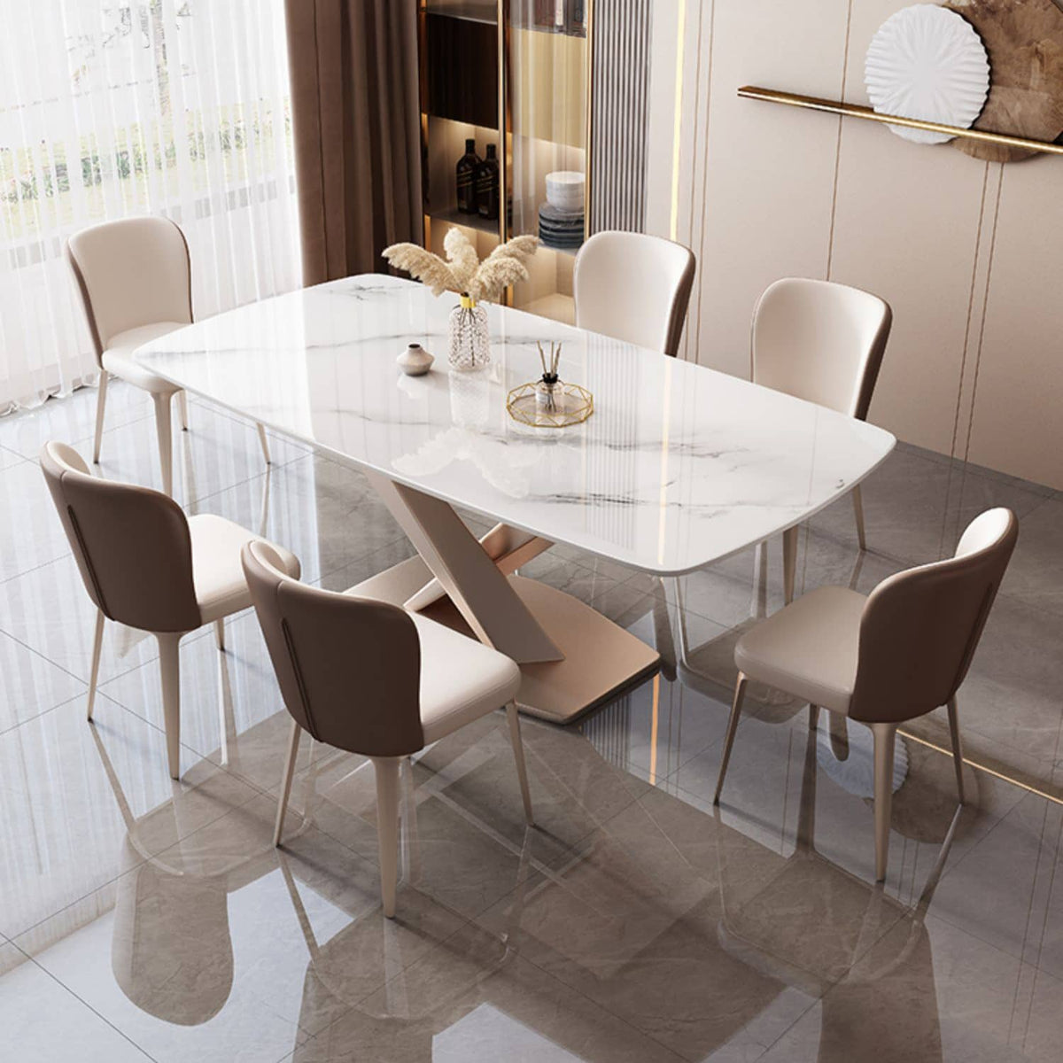 Elegant White Sintered Stone Table - Durable & Stylish Furniture ybn-393