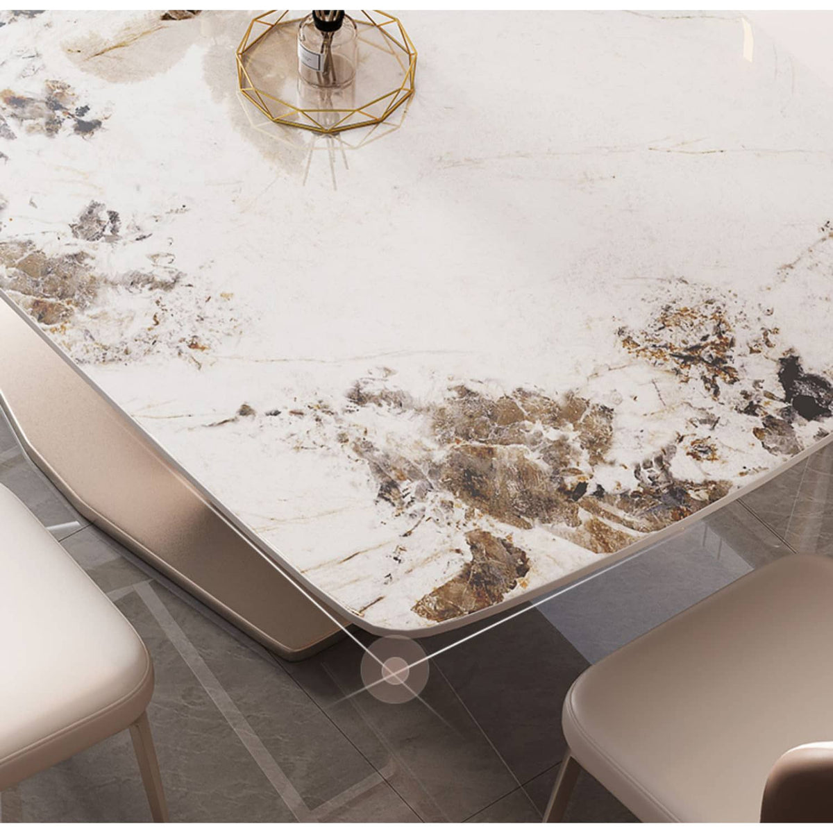 Elegant White Sintered Stone Table - Durable & Stylish Furniture ybn-393