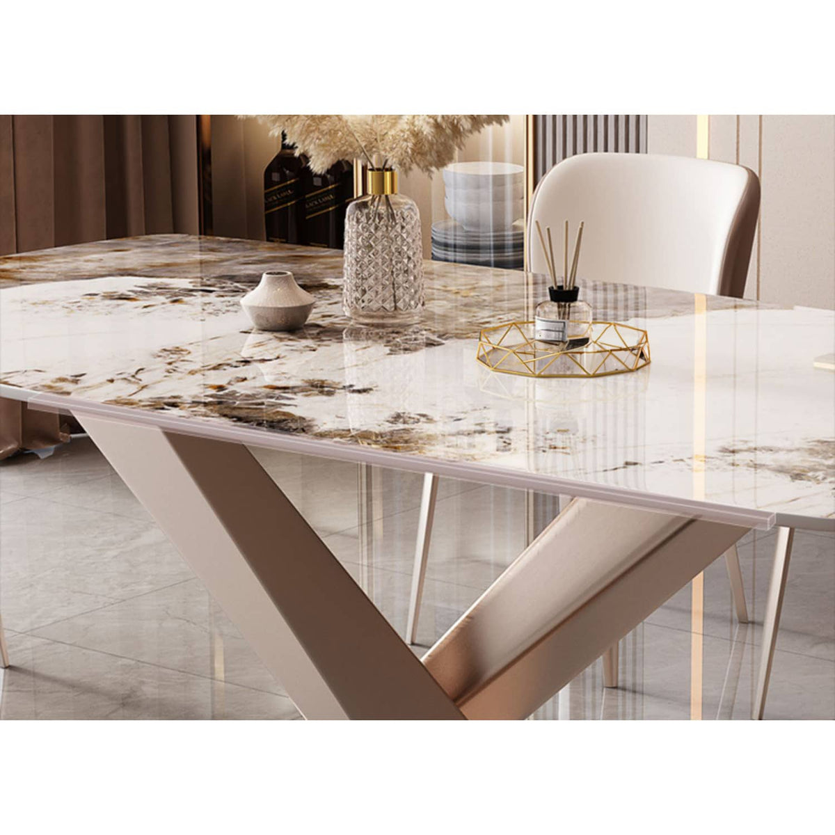 Elegant White Sintered Stone Table - Durable & Stylish Furniture ybn-393