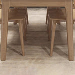 Stylish Rubber Wood Chair with Synthetic Leather Seat in Natural Wood Color and Light Gray Fabric ybn-971