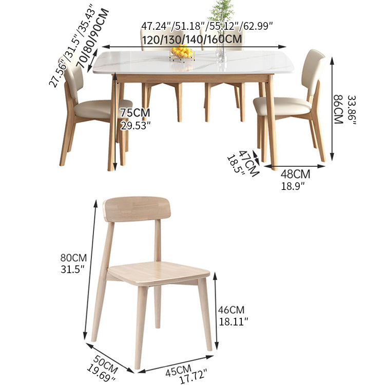 Modern White Wooden Dining Chair - Elegant Natural Rubber Wood Design ybn-973