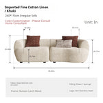 Mid-Century Cotton-Linen Fabric Chaise Sofa, Straight-Line Asymmetrical 3-Seater with Single Armrest yh-0207-44