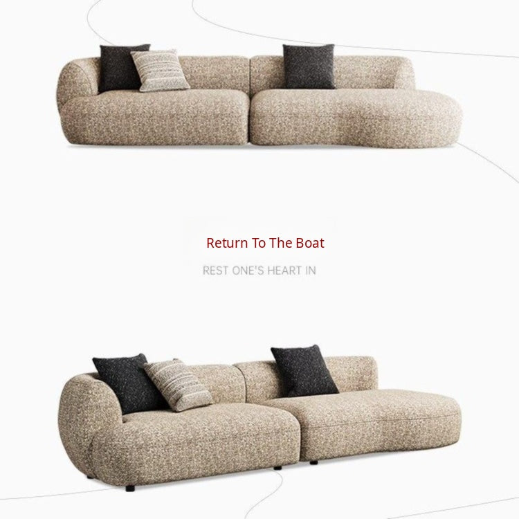Mid-Century Cotton-Linen Fabric Chaise Sofa, Straight-Line Asymmetrical 3-Seater with Single Armrest yh-0207-44