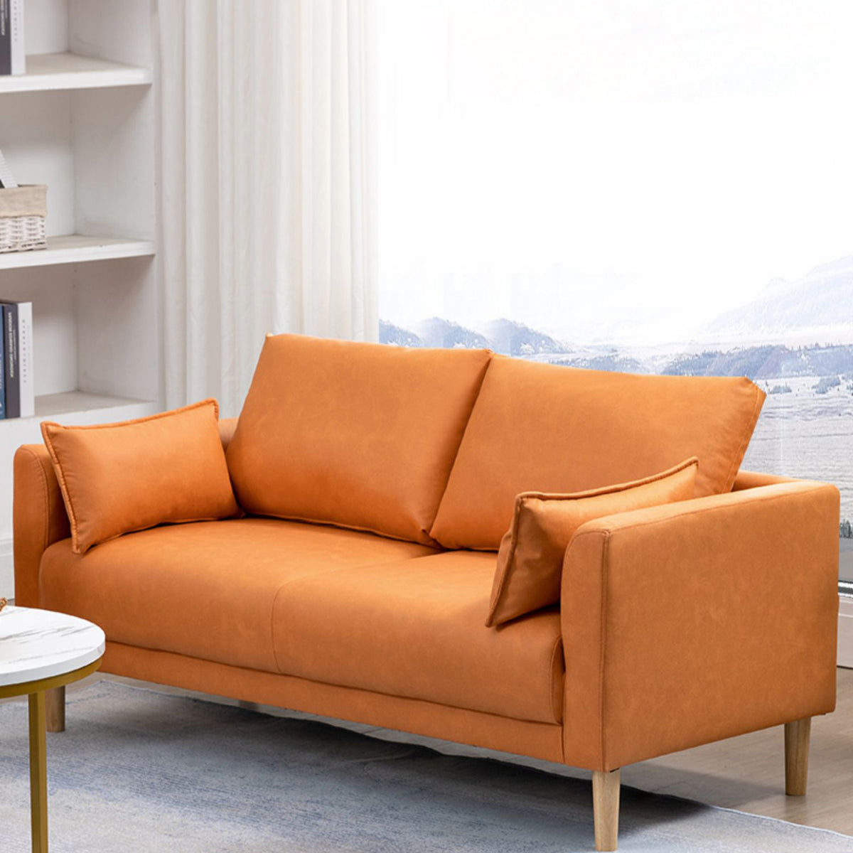 Stylish Multi-Color Techno Fabric Sofa with Wooden Accents – Brighten Your Living Space yr-121