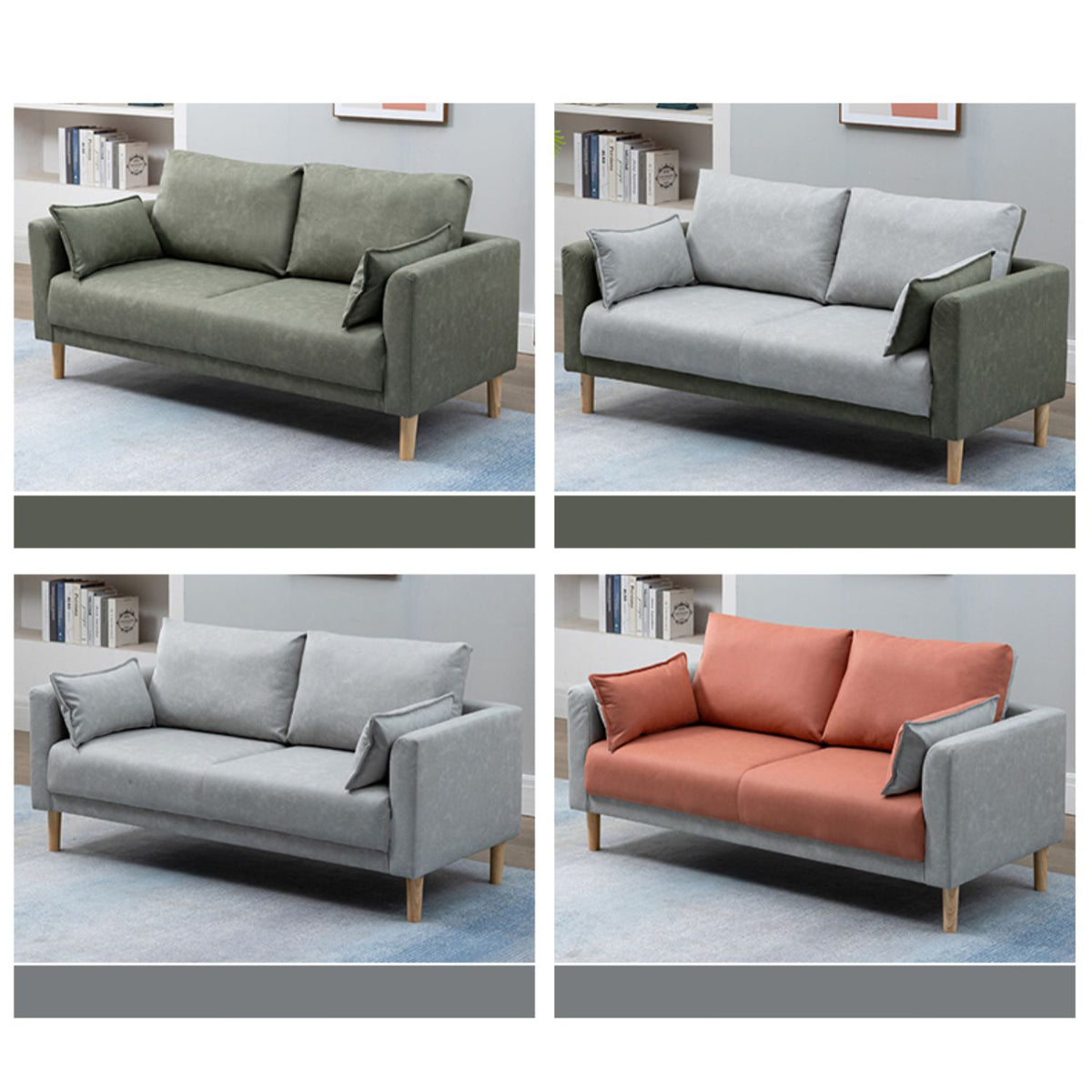 Stylish Multi-Color Techno Fabric Sofa with Wooden Accents – Brighten Your Living Space yr-121