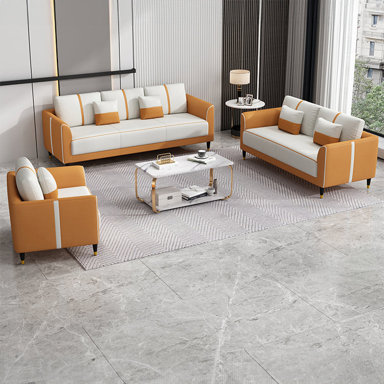 Contemporary Sofa Collection - Brown, Orange, Mint Green, Blue, Gray & Off-White in Wood & Techno Fabric yr-122