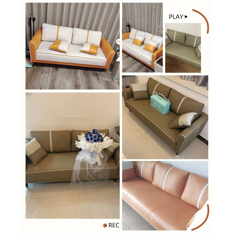 Contemporary Sofa Collection - Brown, Orange, Mint Green, Blue, Gray & Off-White in Wood & Techno Fabric yr-122