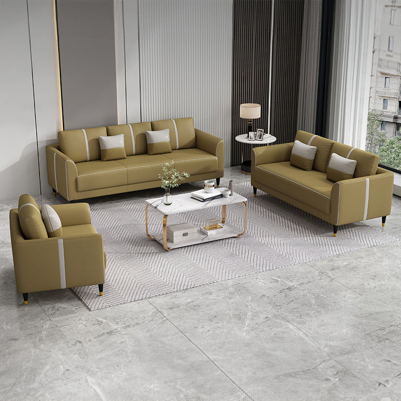 Contemporary Sofa Collection - Brown, Orange, Mint Green, Blue, Gray & Off-White in Wood & Techno Fabric yr-122