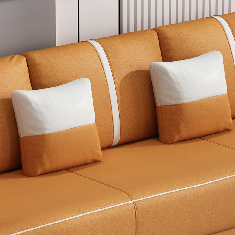 Contemporary Sofa Collection - Brown, Orange, Mint Green, Blue, Gray & Off-White in Wood & Techno Fabric yr-122