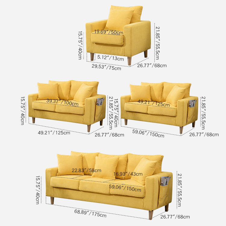 Stylish Multi-Color Scratch-Resistant Fabric Sofa with Rubber Wood Legs yr-123