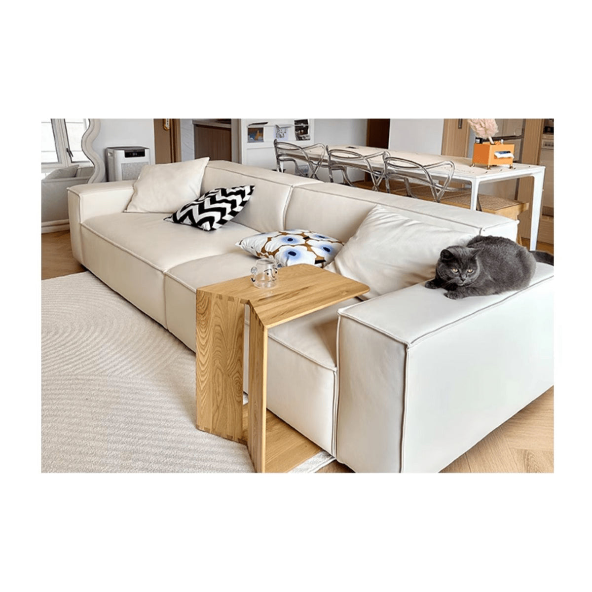 Modern Pine Techno Fabric Sofa in Sleek Black and White Design yw-166