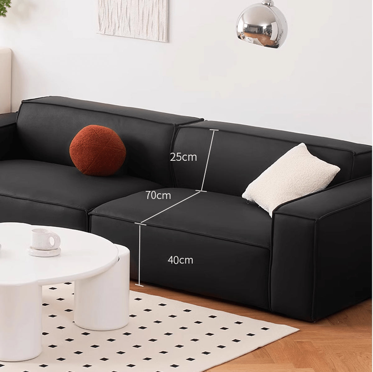 Modern Pine Techno Fabric Sofa in Sleek Black and White Design yw-166