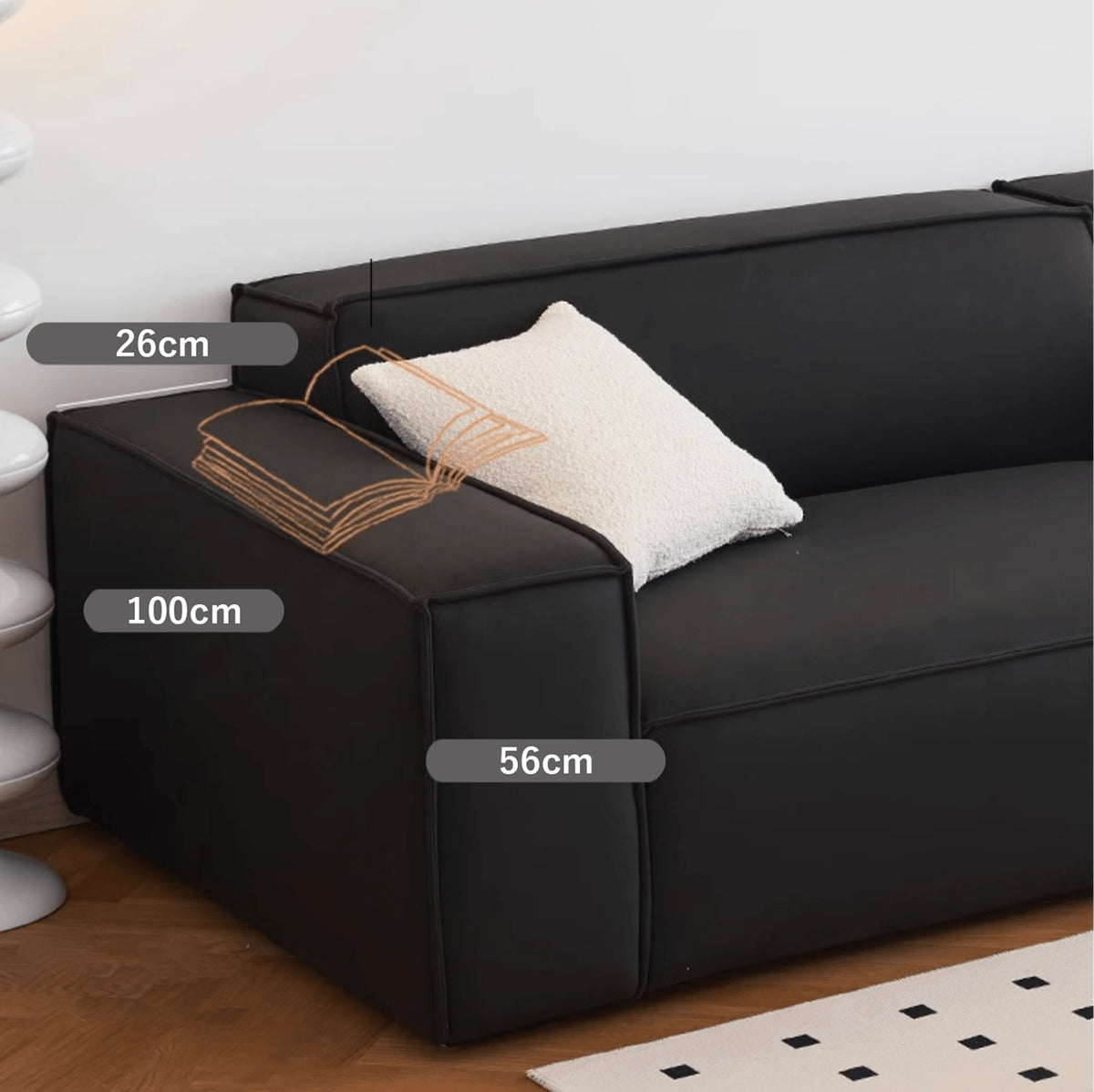 Modern Pine Techno Fabric Sofa in Sleek Black and White Design yw-166