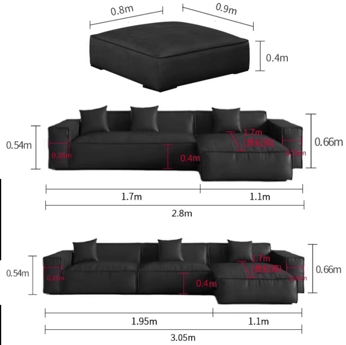 Modern Pine Techno Fabric Sofa in Sleek Black and White Design yw-166