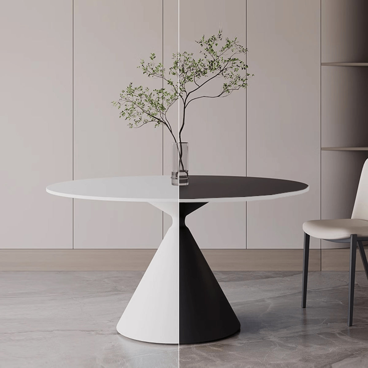 Elegant White & Black Sintered Stone Table for Modern Dining Spaces yw-170
