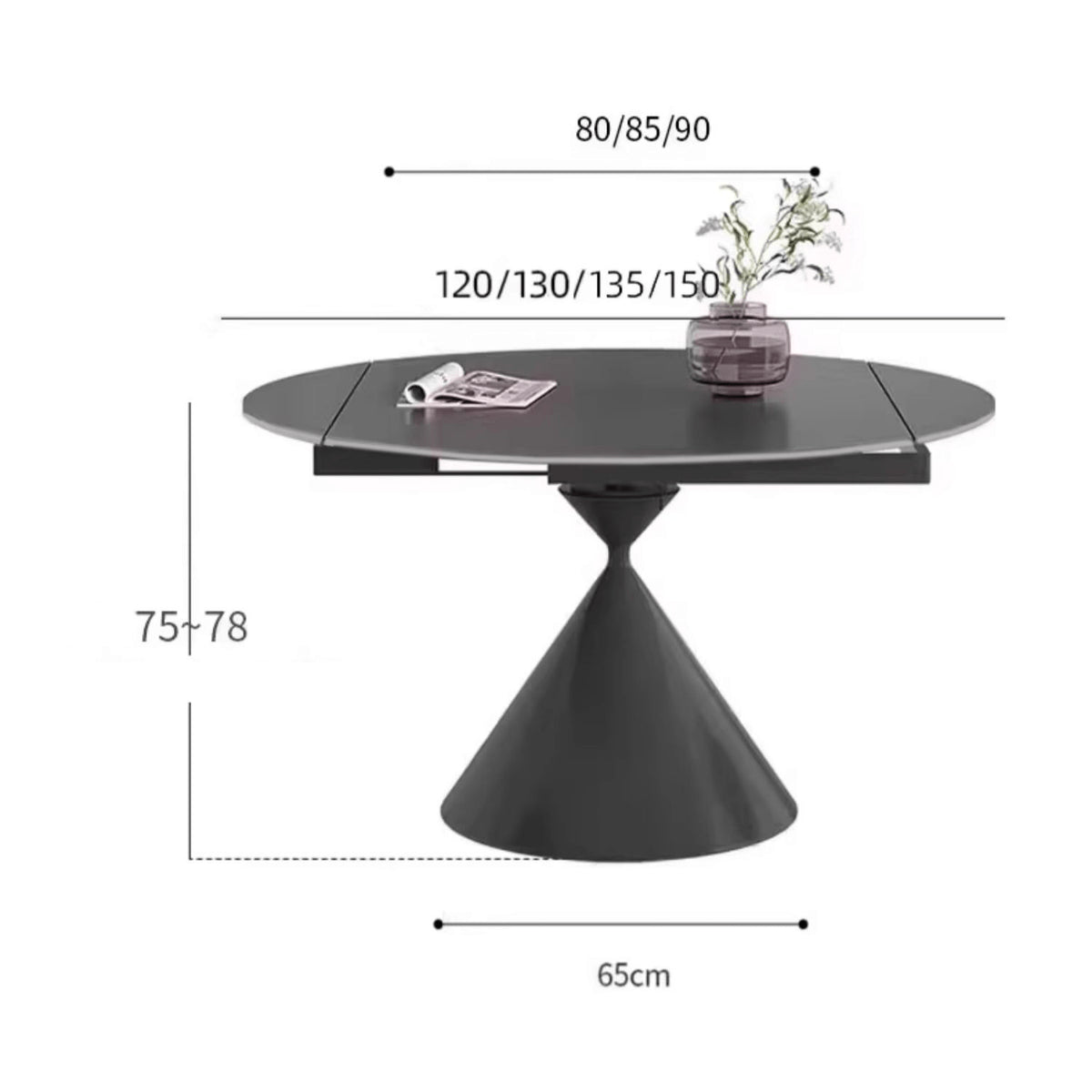 Elegant White & Black Sintered Stone Table for Modern Dining Spaces yw-170