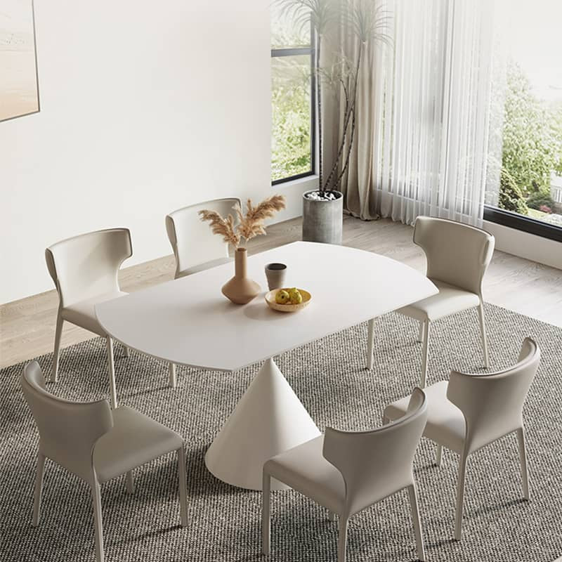 Elegant White and Black Sintered Stone Dining Table - Modern Design, Durable Build yw-171