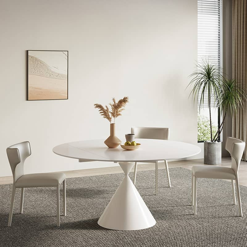 Elegant White and Black Sintered Stone Dining Table - Modern Design, Durable Build yw-171