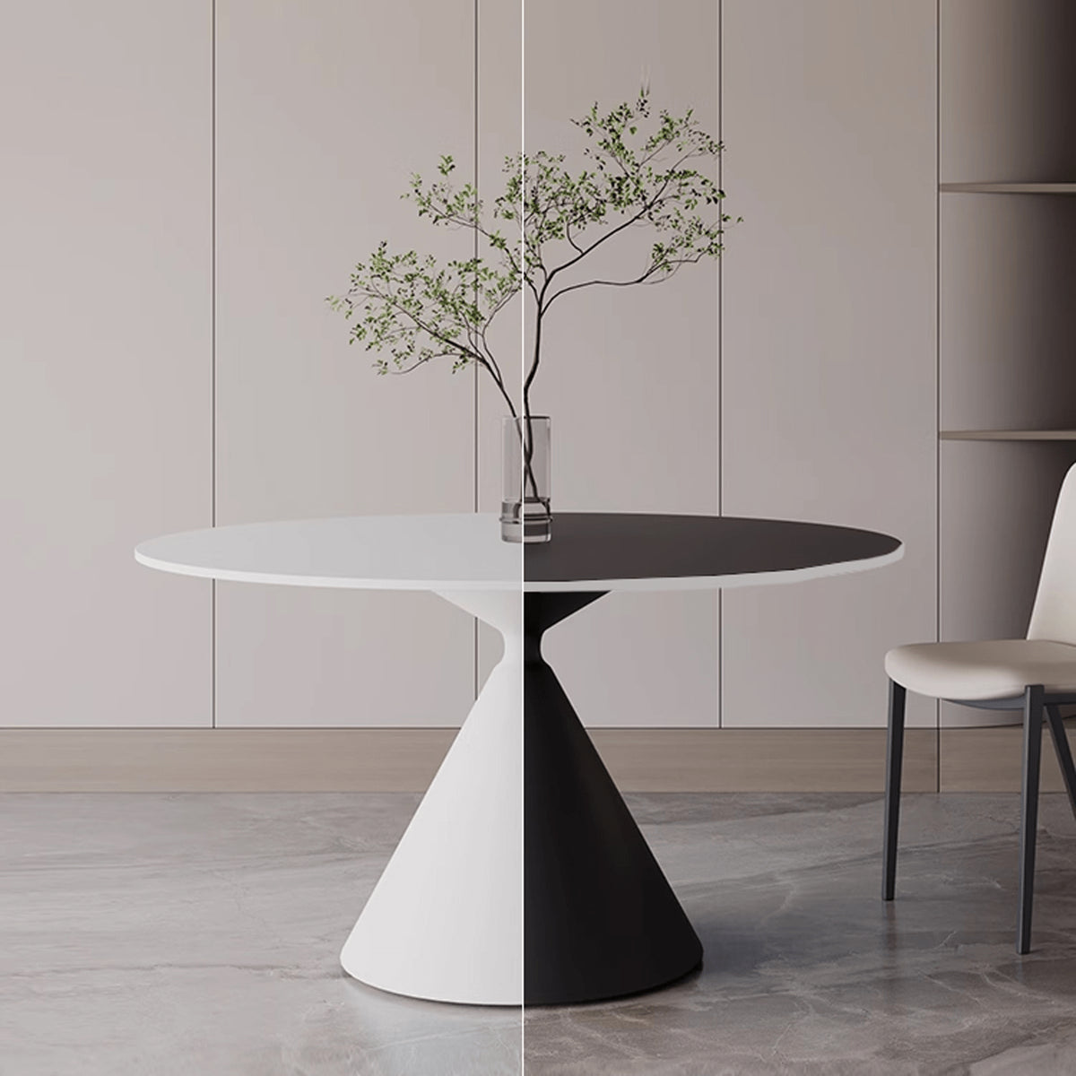 Elegant White and Black Sintered Stone Dining Table - Modern Design, Durable Build yw-171