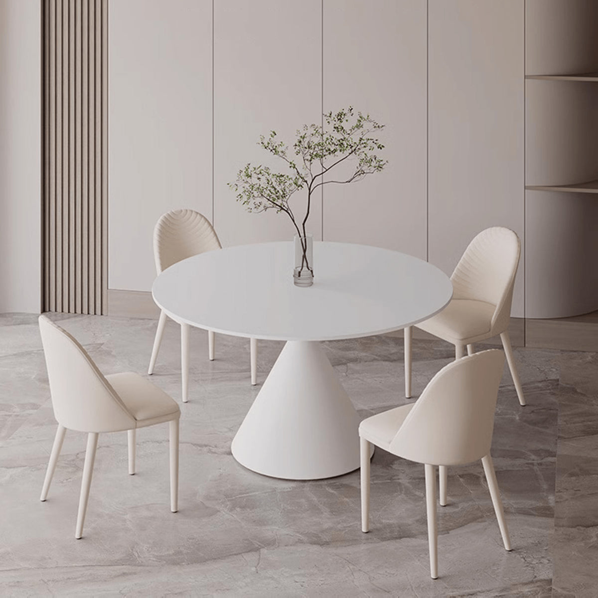 Elegant White and Black Sintered Stone Dining Table - Modern Design, Durable Build yw-171