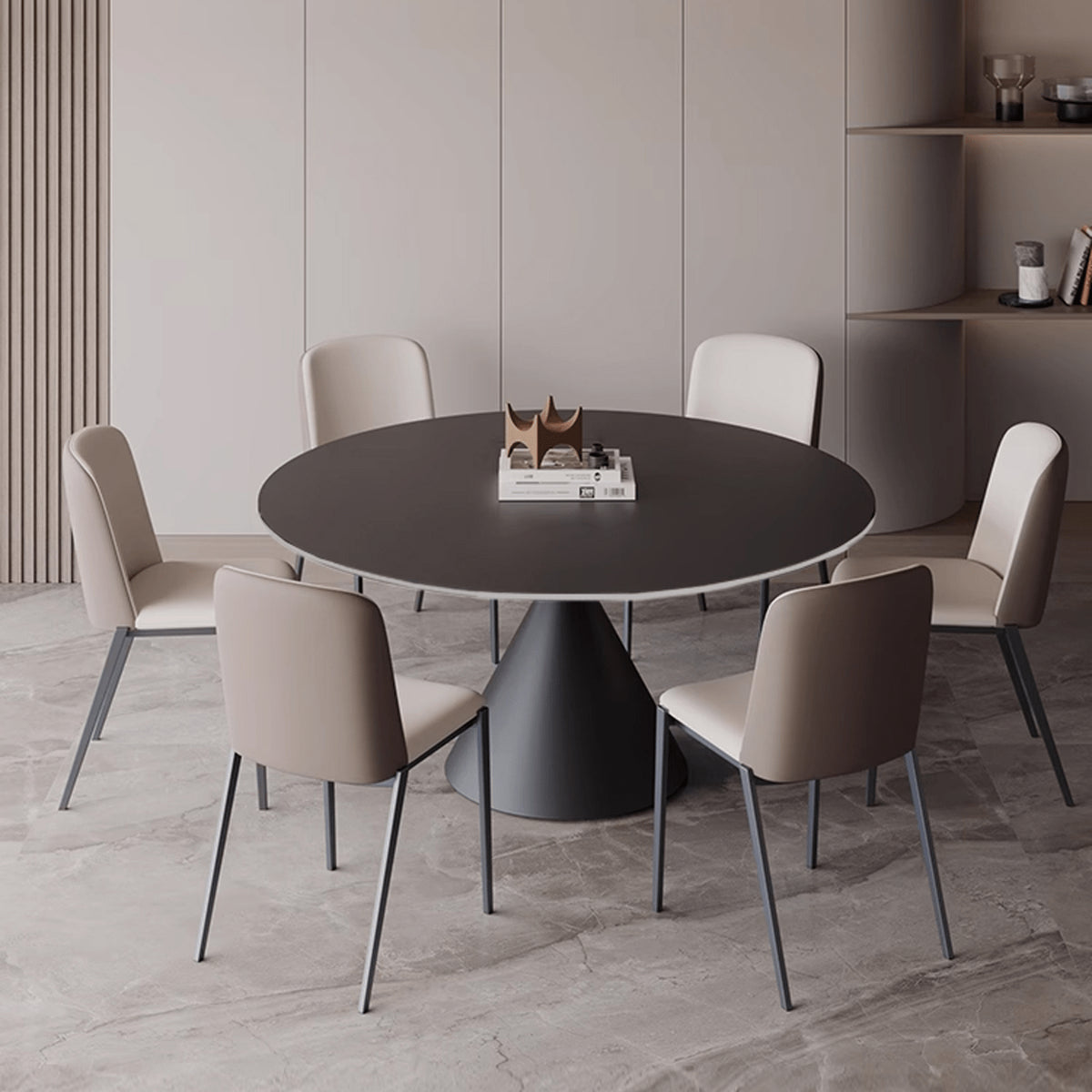 Elegant White and Black Sintered Stone Dining Table - Modern Design, Durable Build yw-171