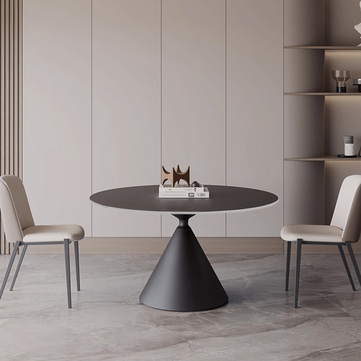 Elegant White and Black Sintered Stone Dining Table - Modern Design, Durable Build yw-171