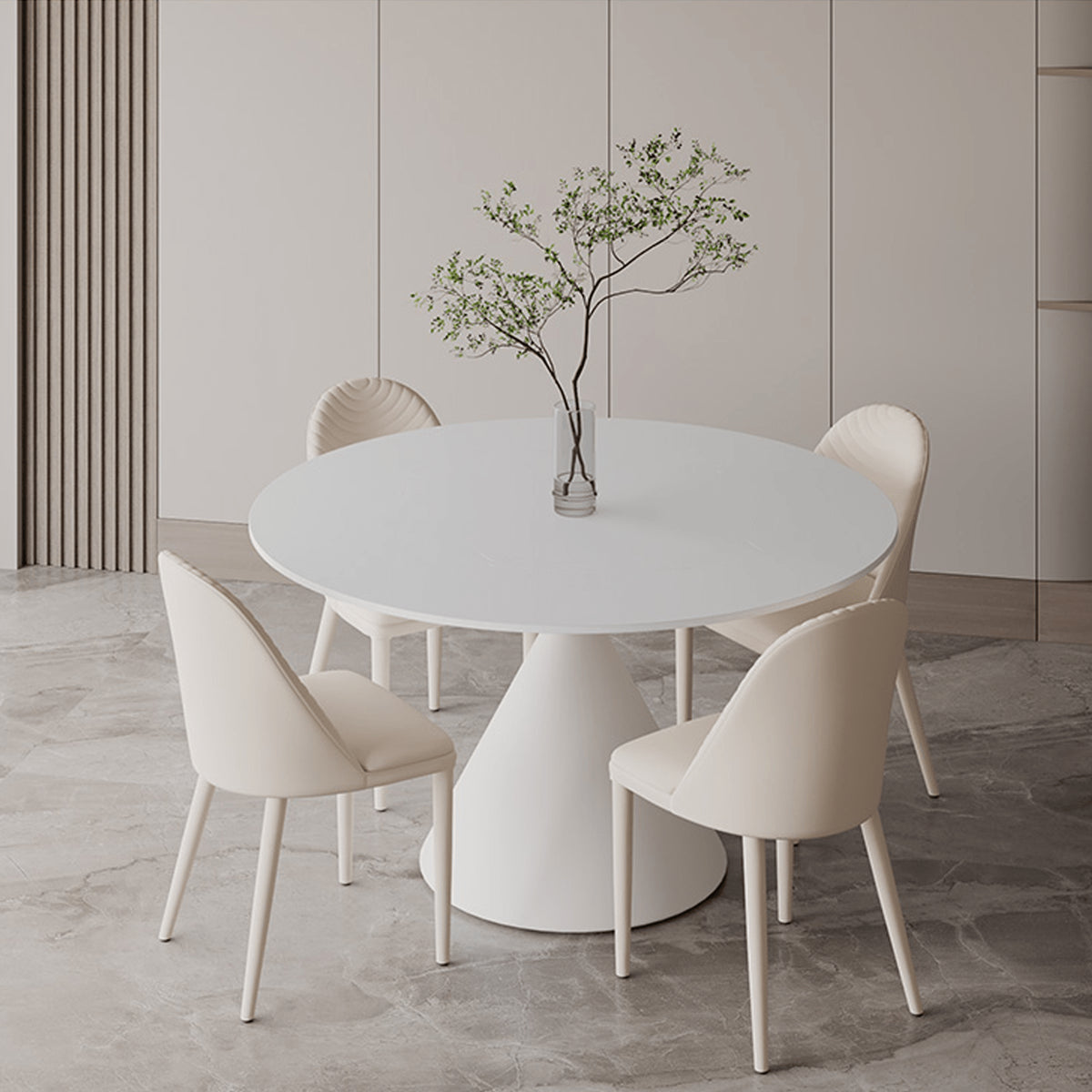 Elegant White and Black Sintered Stone Dining Table - Modern Design, Durable Build yw-171