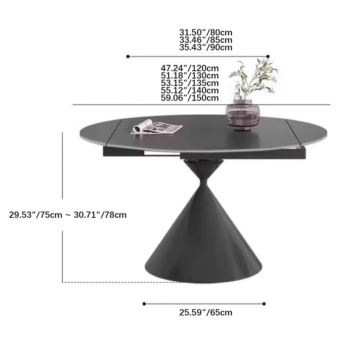 Elegant White and Black Sintered Stone Dining Table - Modern Design, Durable Build yw-171