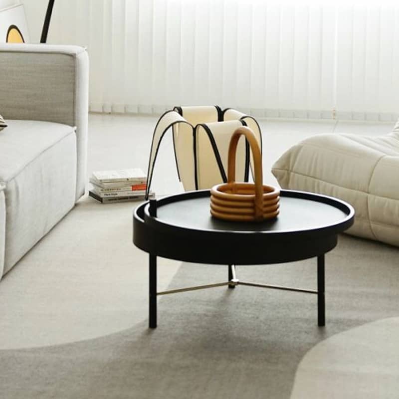 Elegant Black & Natural Wood Color Particle Board Tea Table - Stylish & Functional yw-179