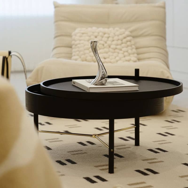 Elegant Black & Natural Wood Color Particle Board Tea Table - Stylish & Functional yw-179