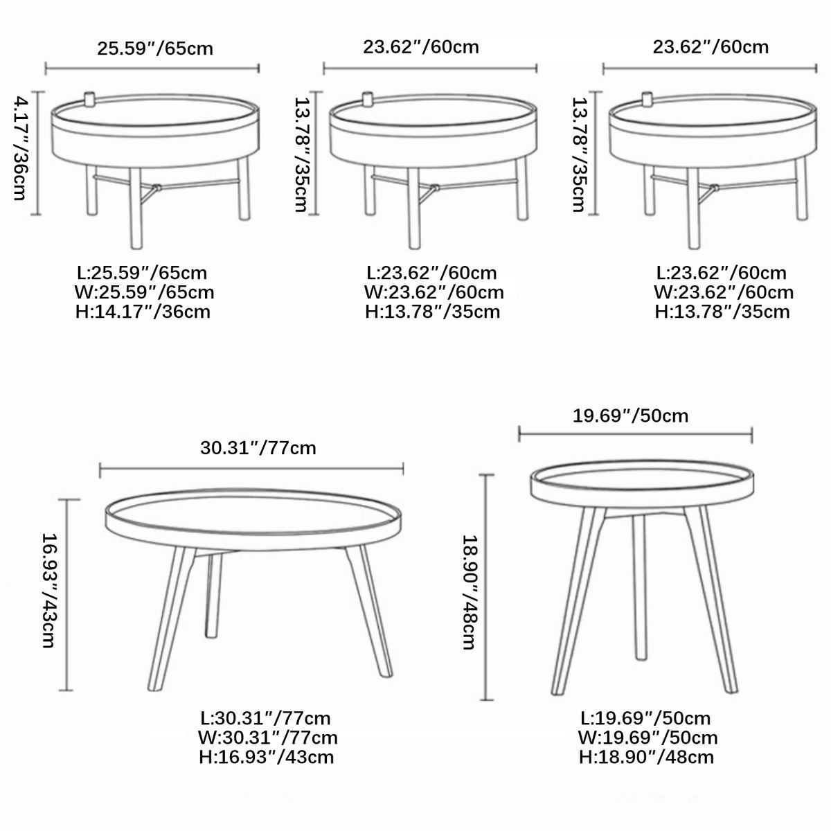 Modern White and Oak Tea Table - Sleek Particle Board Design yw-180