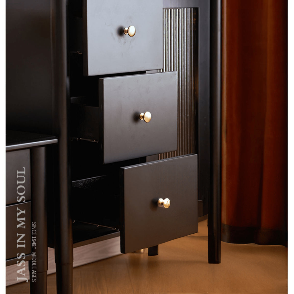 Sleek Black Oak Glass Cabinet - Modern Design & Durable Storage Solution yw-184