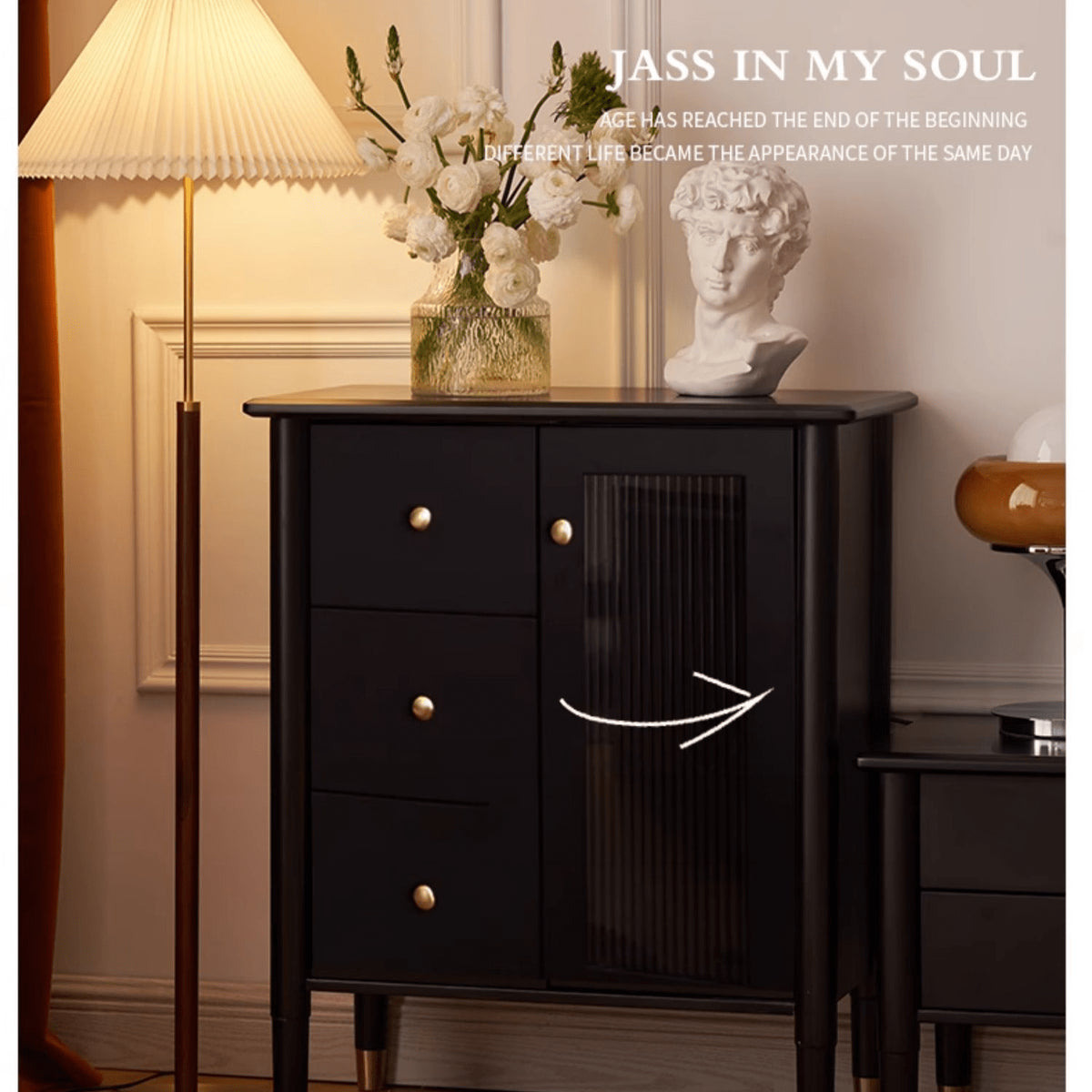 Sleek Black Oak Glass Cabinet - Modern Design & Durable Storage Solution yw-184