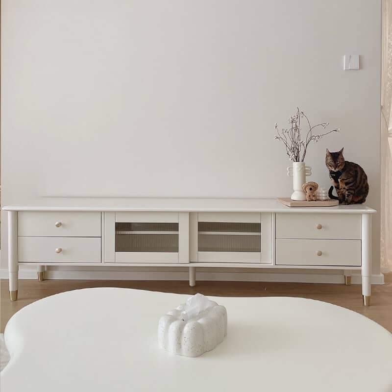 Sleek Oak Cabinet with Glass Doors - Modern White Particle Board Design yw-191