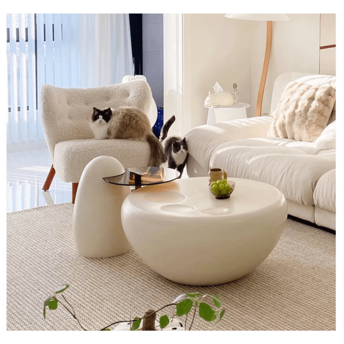 Sleek White Tea Table – Modern Elegance for Your Living Room Décor yw-195