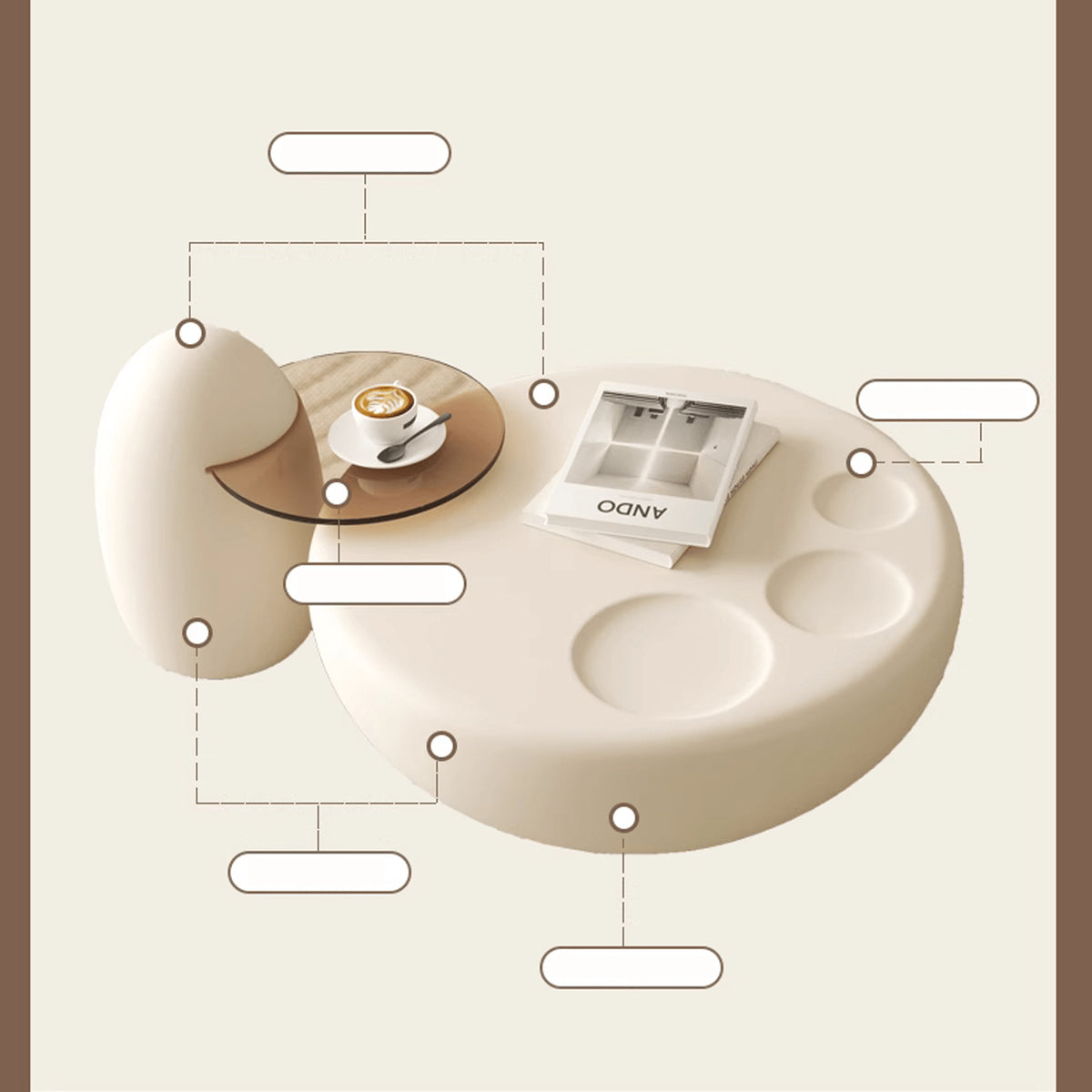 Sleek White Tea Table – Modern Elegance for Your Living Room Décor yw-195