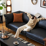 Modern Techno Fabric Sofa in Black, Light Brown, and White - Contemporary Elegant Design yw-196