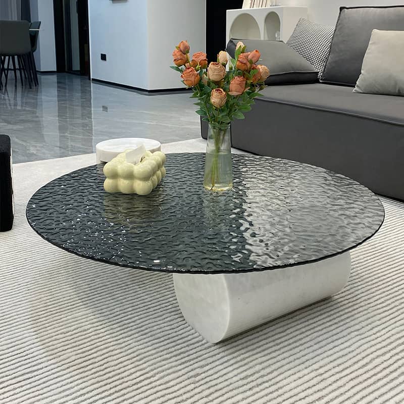 Modern Light Gray Sintered Stone Tea Table - Stylish Living Room Centerpiece yw-198