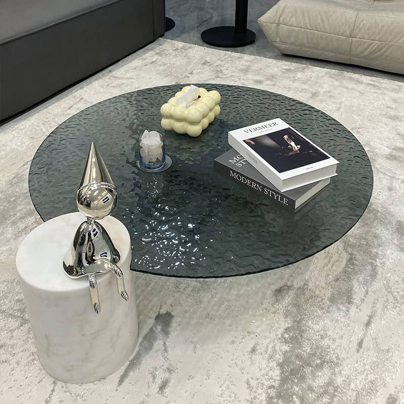 Modern Light Gray Sintered Stone Tea Table - Stylish Living Room Centerpiece yw-198