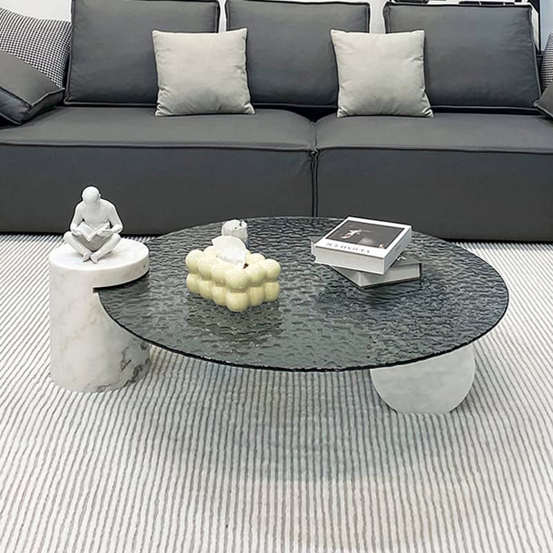 Modern Light Gray Sintered Stone Tea Table - Stylish Living Room Centerpiece yw-198