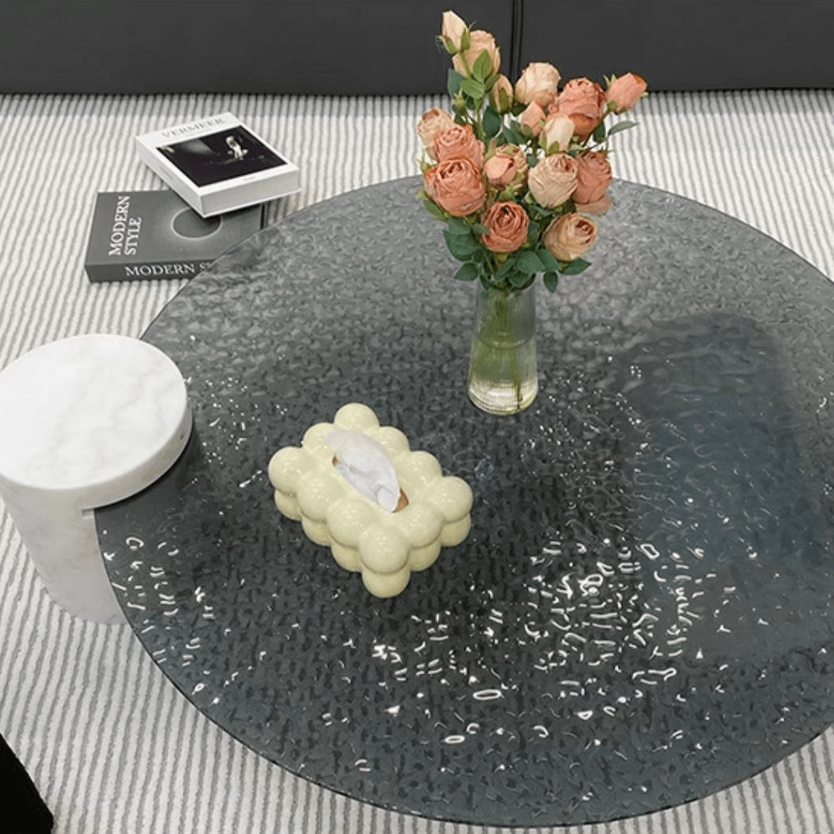 Modern Light Gray Sintered Stone Tea Table - Stylish Living Room Centerpiece yw-198