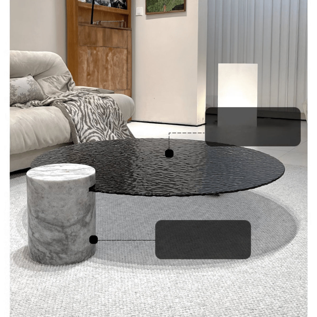 Modern Light Gray Sintered Stone Tea Table - Stylish Living Room Centerpiece yw-198