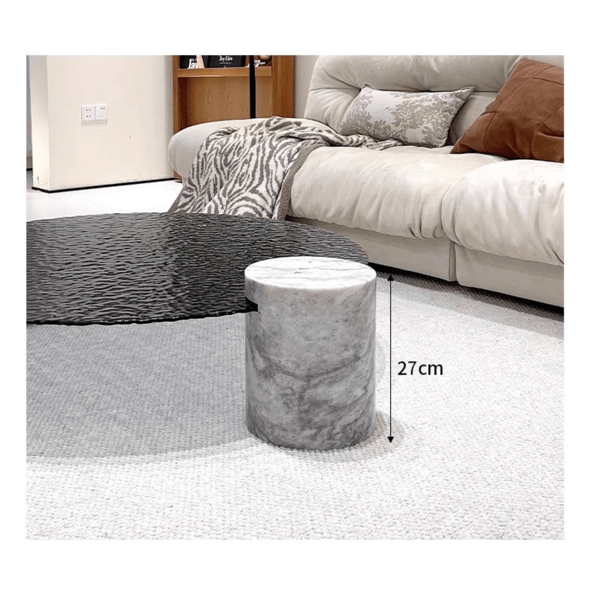 Modern Light Gray Sintered Stone Tea Table - Stylish Living Room Centerpiece yw-198